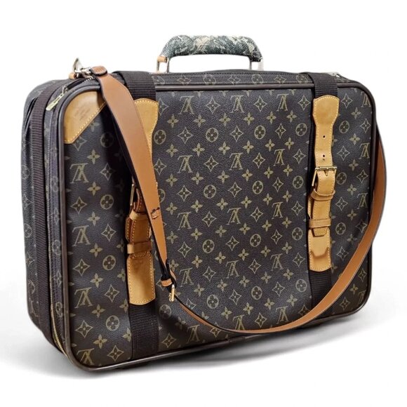 Louis Vuitton Monogram 21" Canvas Satellite 53 Soft Suitcase Leather LV Travel - Picture 4 of 16